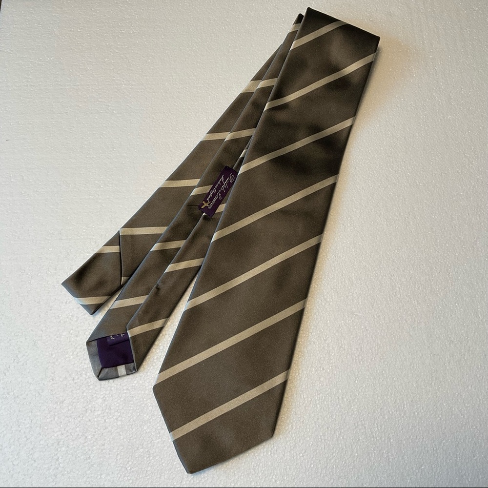Ralph Lauren Purple Label silver and white Striped Tie